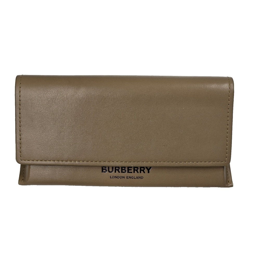 Burberry Eyeglass Sunglass Case Tan Leather Soft Shell Protective Holder England